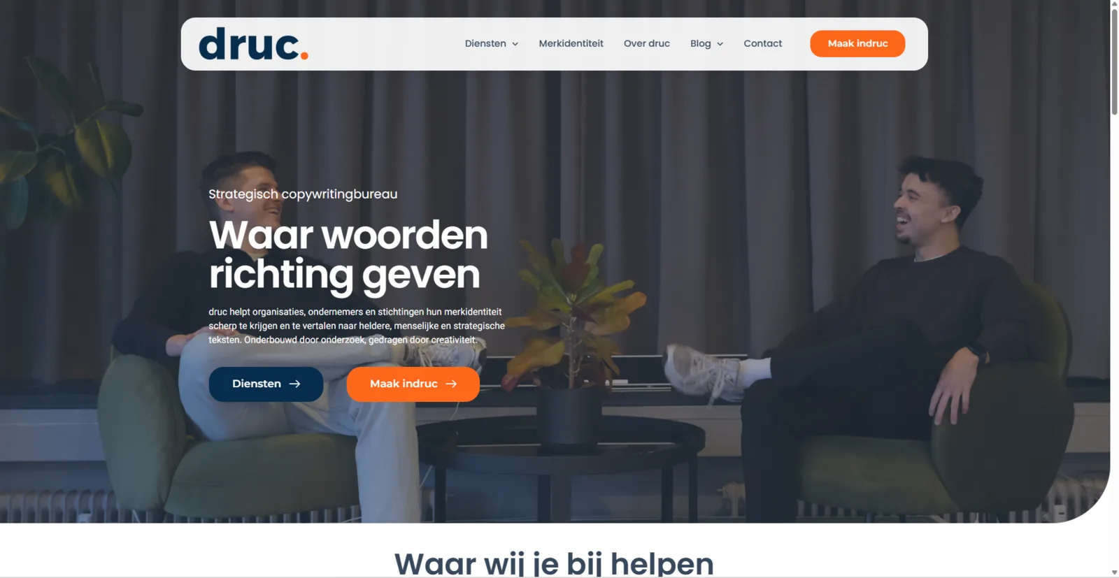 Website van druc, Strategisch copywritingbureau.